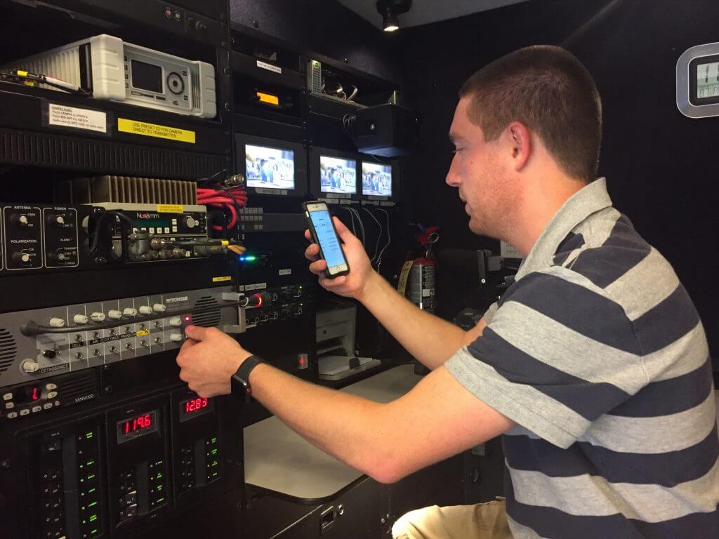 The KTSP field team monitors their IFB channels from the field