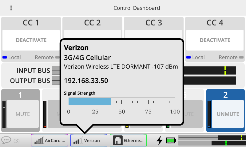 ACCESS NX dashboard no mixer Verizon pop-up