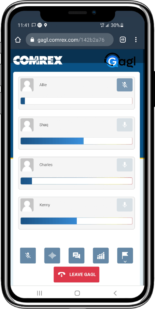 A photo of Gagl's mobile user interface