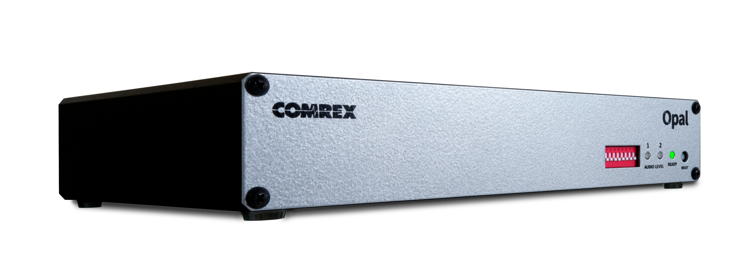 Comrex Opal unit with front panel showing, angled right